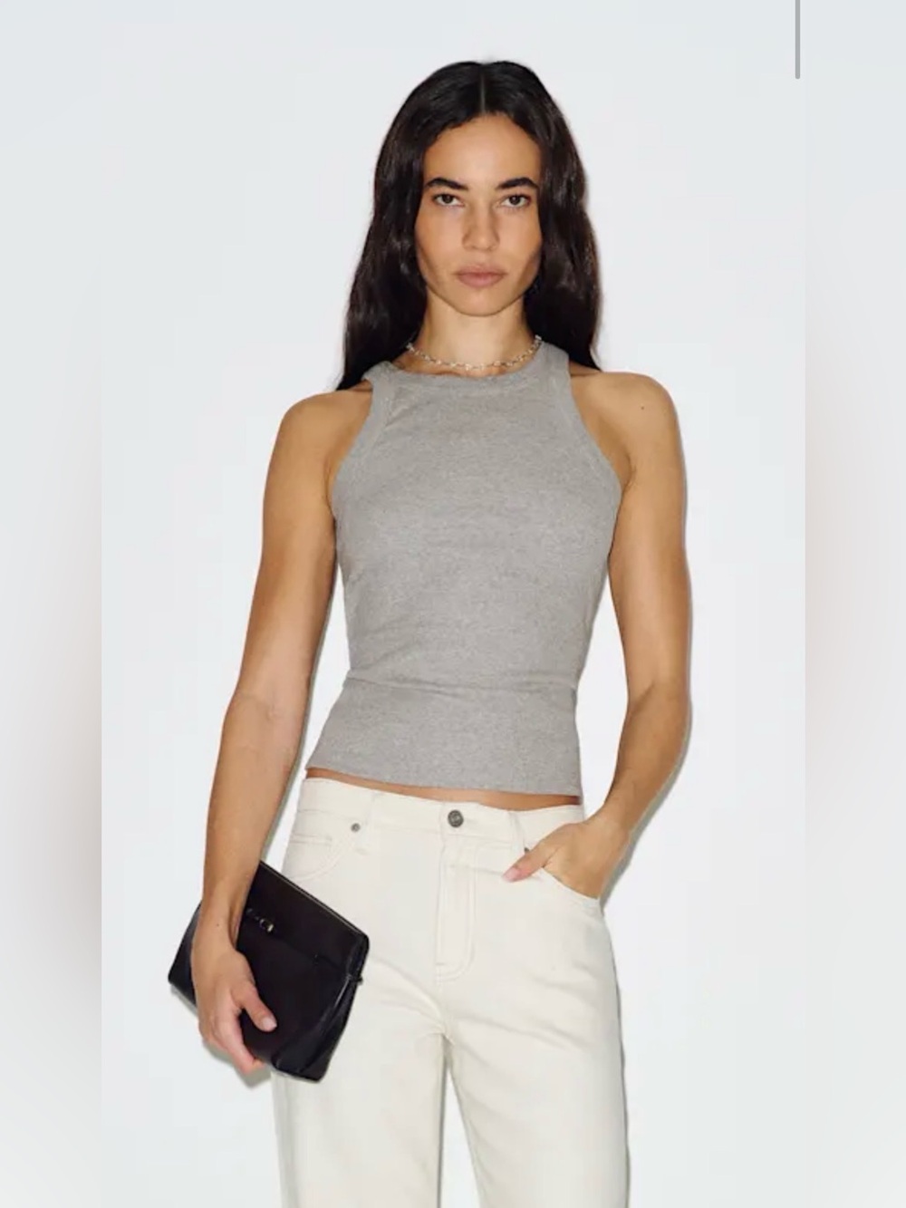 Reformation Tasha Tank Top, Heather Grey, Size L